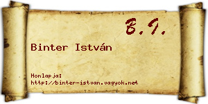 Binter István névjegykártya